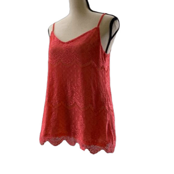 Maurices Tops - MAURICES Women’s Coral Floral Eye-lashed Lace Lined Cami—Size S